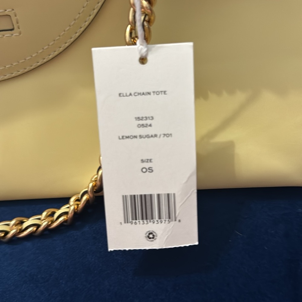 RARE NWT Tory Burch Yellow Leather Tote with Gold Hardware - Picture 5 of 6